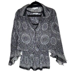 Vintage Y2K 90s Dressbarn Flounce Top Set Size 18/20 Paisley Artsy Stretch